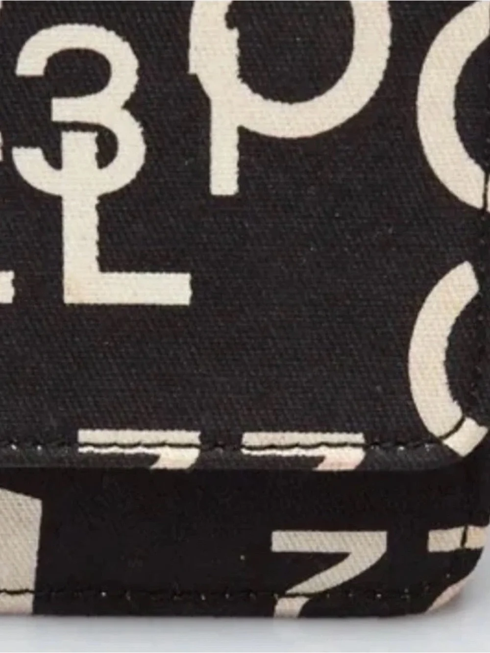 CHANEL Black and White Logo-Print Chain-Trim Clutch